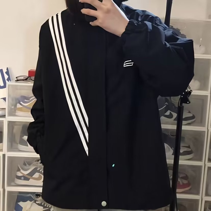 Áo Sơ Mi Cổ Đứng Ba Sọc Thêu Nhãn Nhỏ Phong Cách Mới Mùa Xuân Cho Cặp Đôi St