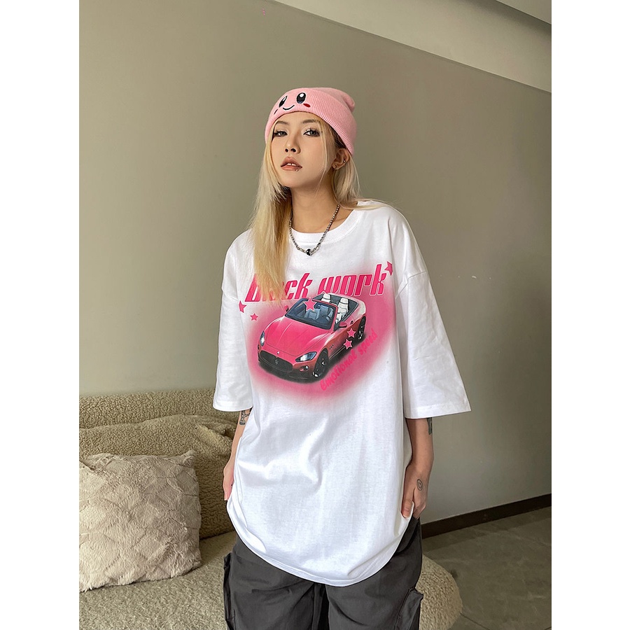 Áo Thun 100% Cotton Tay Ngắn Dáng Rộng In Họa Tiết Đường Phố Thời Trang Cho Nam Và Nữ