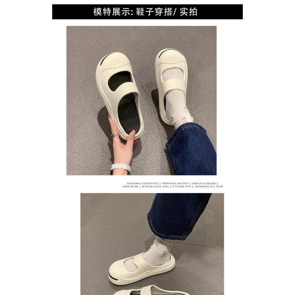 Dép Bít Mũi Chống Trượt Họa Tiết Mặt Cười Thời Trang Mùa Hè 2023 Phong Cách Mới Cho Nữ