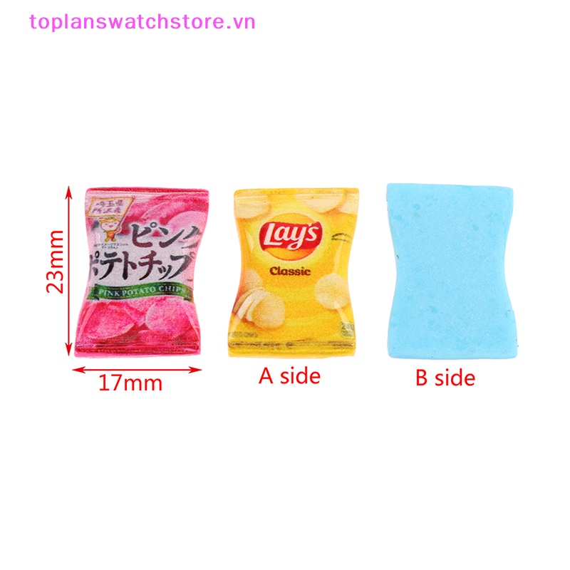 Set 10 Mô Hình Đồ Ăn Vặt / Khoai Tây Chiên / Kẹo Bằng Nhựa Resin Trang Trí Nhà Bú