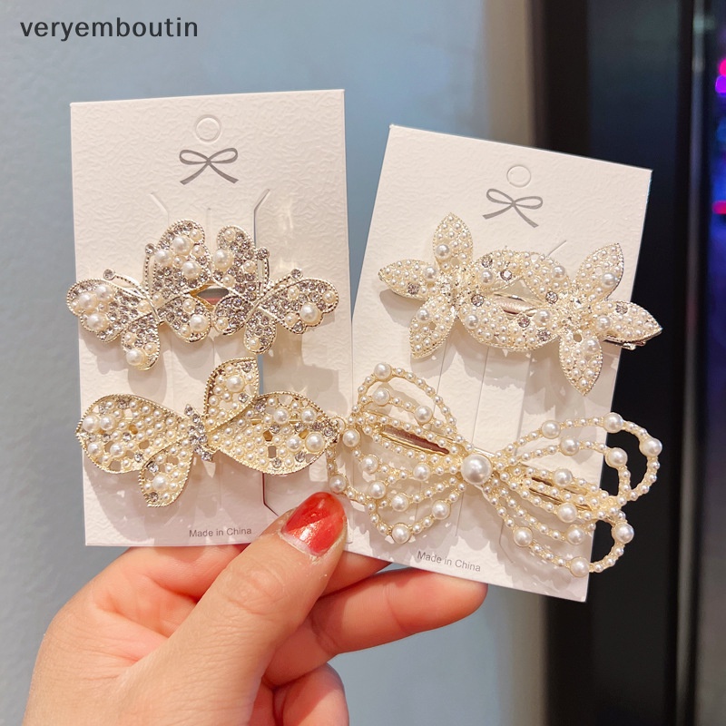 Kẹp Tóc Hình Hoa Và Bướm Đính Ngọc Trai Nhân Tạo Thời Trang Cho Nữ