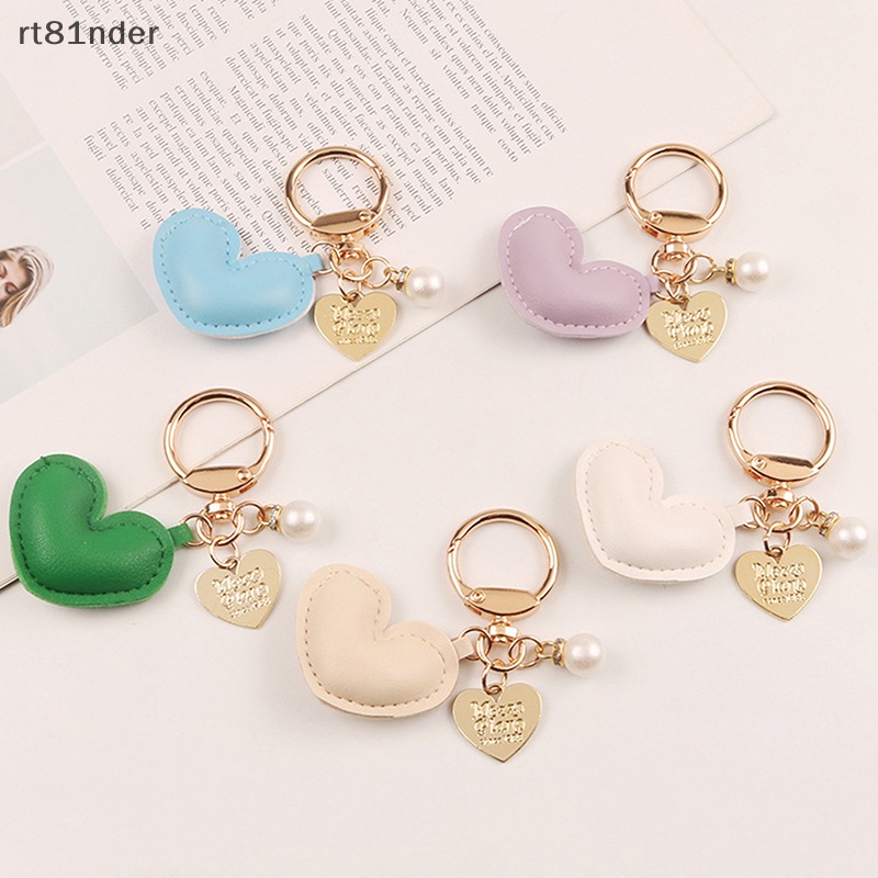 Móc Khóa Da PU Ánh Kim Hình Trái Tim Nhiều Màu Sắc Sáng Tạo Cho Nữ