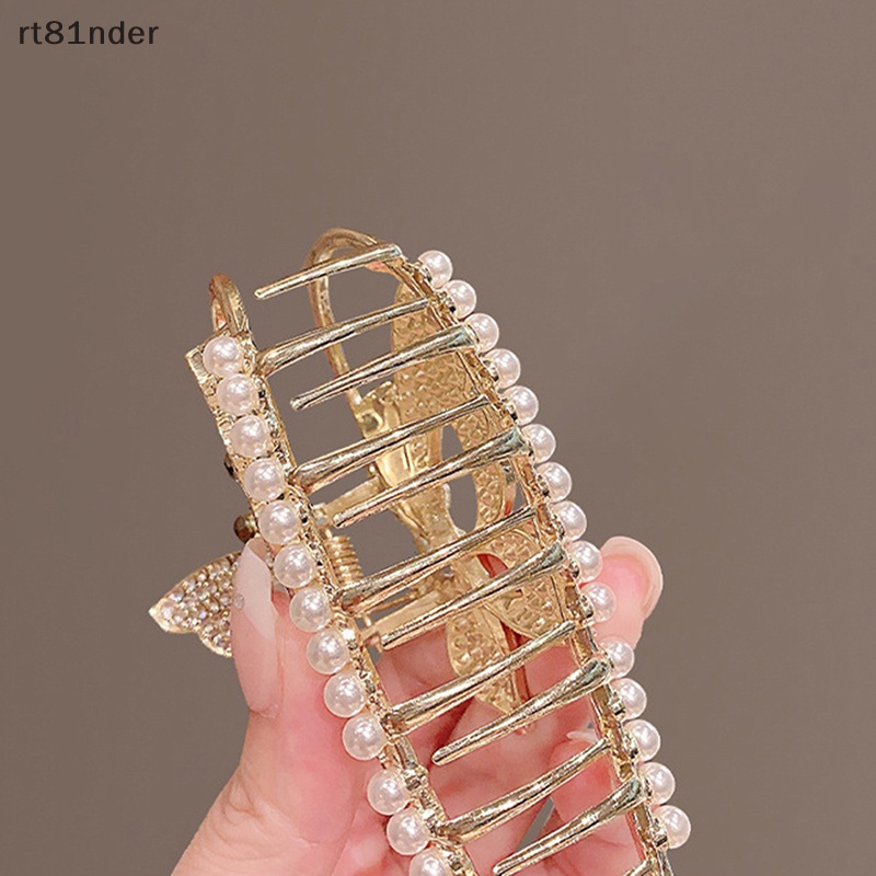 Kẹp Tóc Càng Cua Hình Hoa / Bướm Đính Ngọc Trai Thời Trang Thanh Lịch Cho Nữ