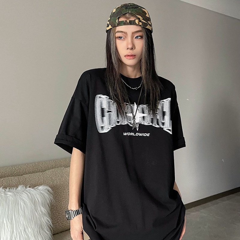 COZOK Áo Thun Ngắn Tay Cổ Tròn In Chữ Phong Cách vintage