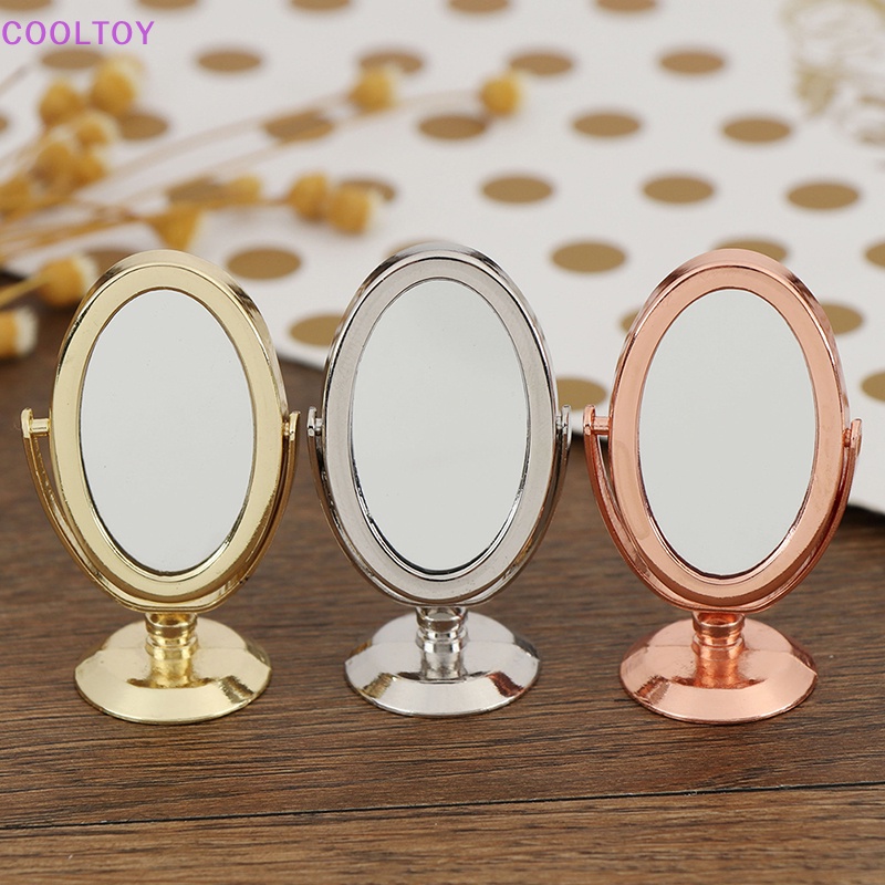 Gương Kim Loại Mạ Vàng Hồng / Bạc Trang Trí Nhà Búp Bê 1 / 12