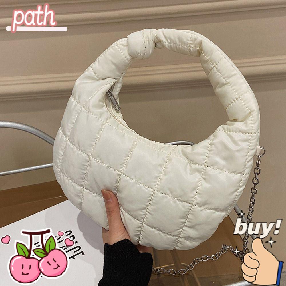 Túi Xách Đeo Vai Họa Tiết Sọc Caro Phối Dây Xích Thắt Nút Cá