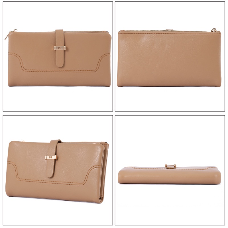 Ví Nữ Dài Da PU Gập Đôi Có Dây Kéo