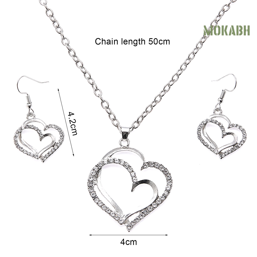 1 Bộ Bông Tai Móc Hình Trái Tim Đôi Đánh Bóng 2 Màu Thời Trang Mùa Hè Dành Cho Bạn Nữ