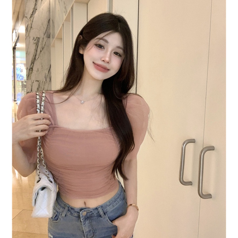 Áo Thun Dáng Ngắn Thời Trang Mùa Hè Dễ Phối Đồ Cho Nữ