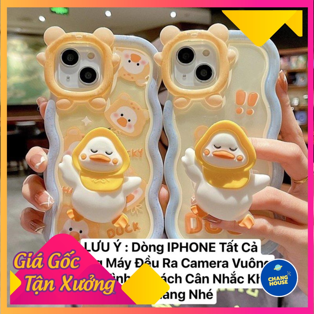 Ốp Lưng Tai Gấu Viền Mây Trong Suốt Duck