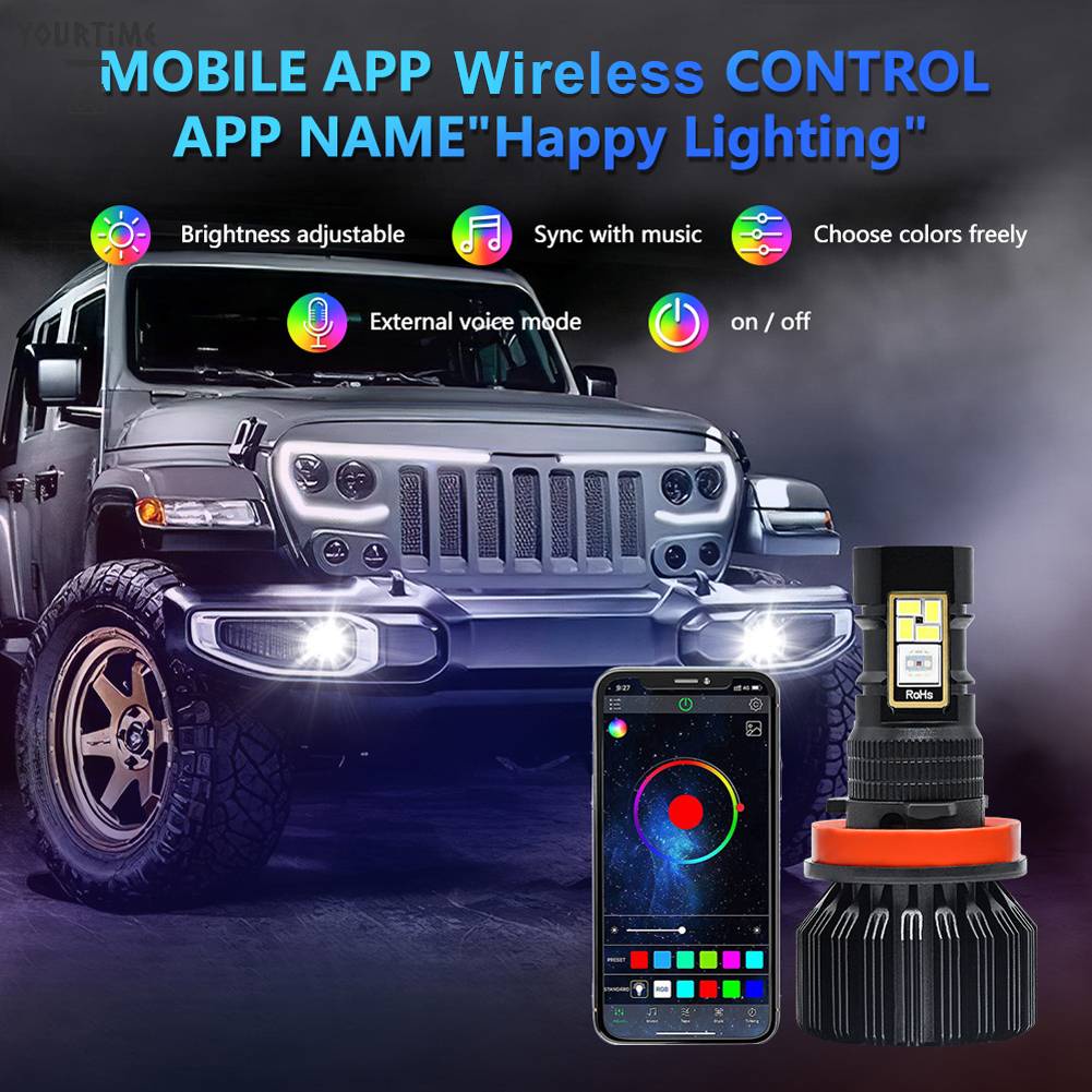 Đèn Pha Chống Nước IP68 Điều Khiển Bằng Ứng Dụng Sương Mù 15000LM Cho Xe