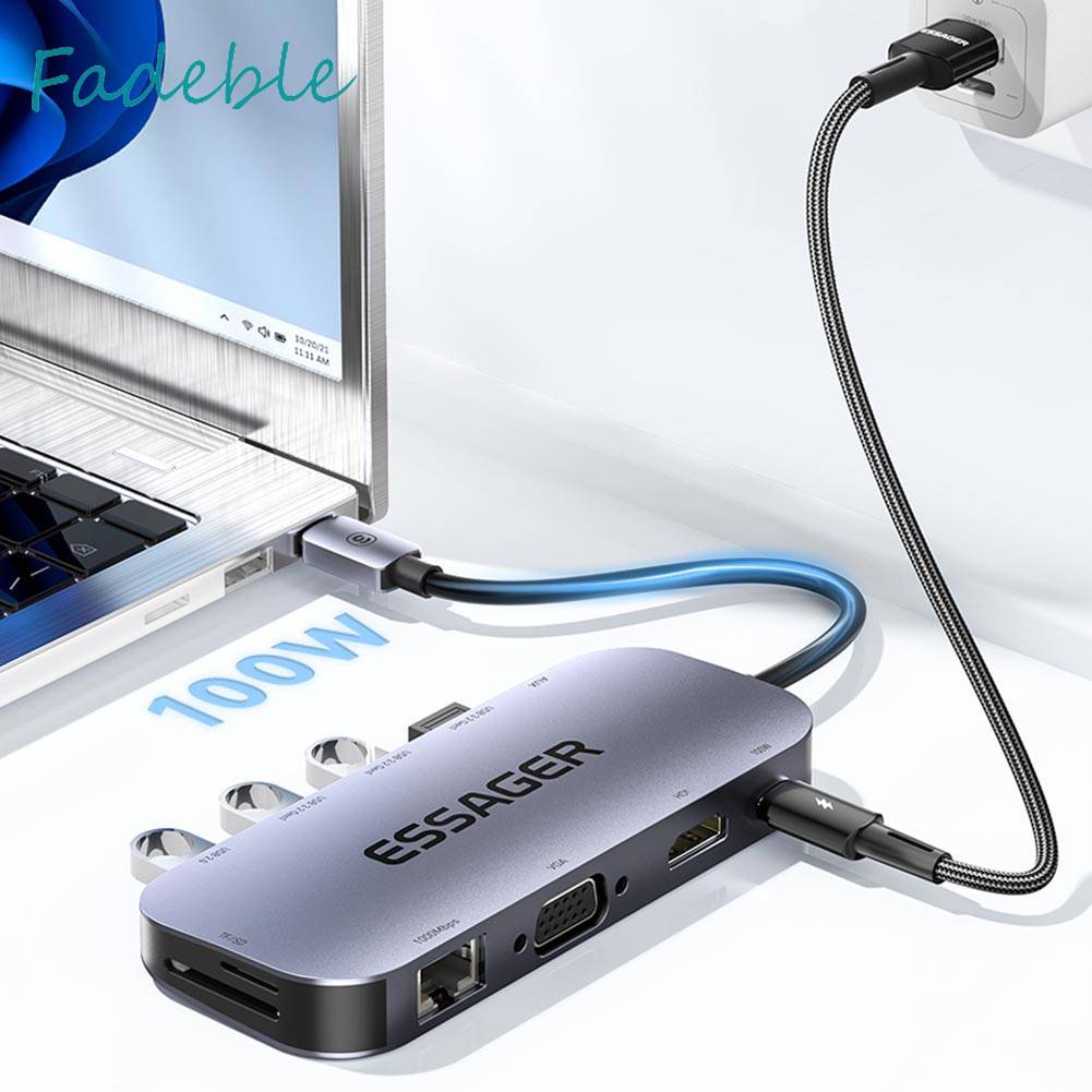 Bộ Chia Cổng Sạc USB Type C 11 Trong 1 Cho Laptop