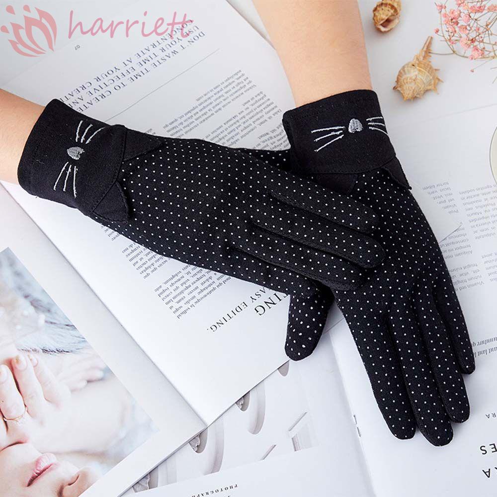 Găng Tay Lái Xe Chất Liệu Cotton Co Giãn Chống Nắng Cho Bé Gái