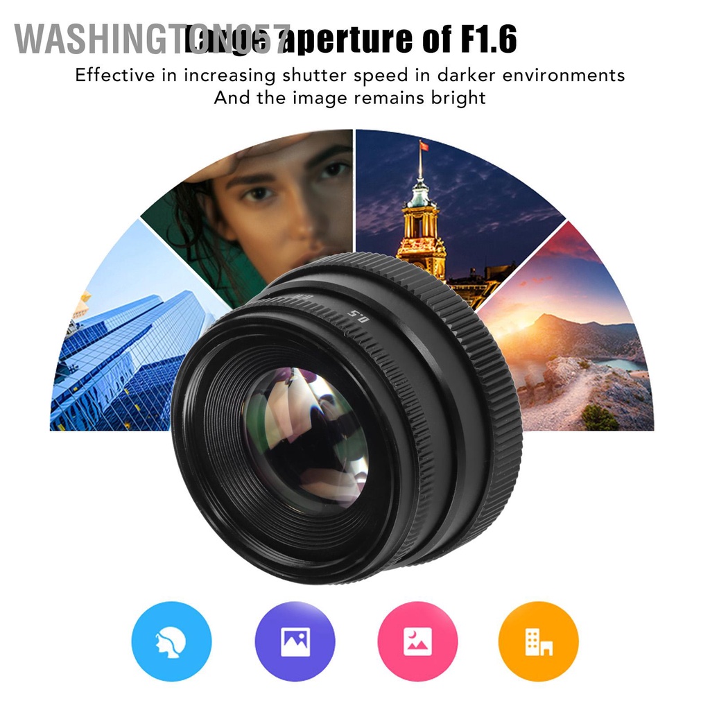 Washington057 Ống Kính Máy Ảnh 35Mm F1.6 Khẩu Độ Lớn C Mount Lấy Nét Cố Định Bằng Tay Cho Không Gương Lật Màu Đen