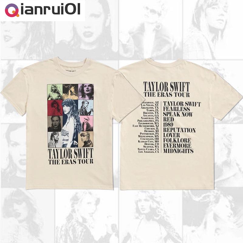 (Qianrui01) Áo Thun Tay Ngắn Cổ Tròn Dáng Rộng In Hình Taylor Swift Phong Cách Hàn Quốc Thời Trang Cho Nam Và Nữ
