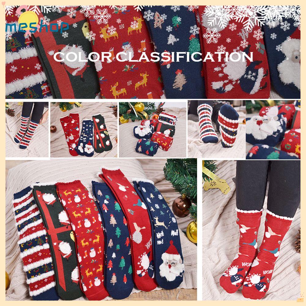 Vớ Cotton Thể Thao Giữ Ấm Mùa Đông In Họa Tiết Giáng Sinh