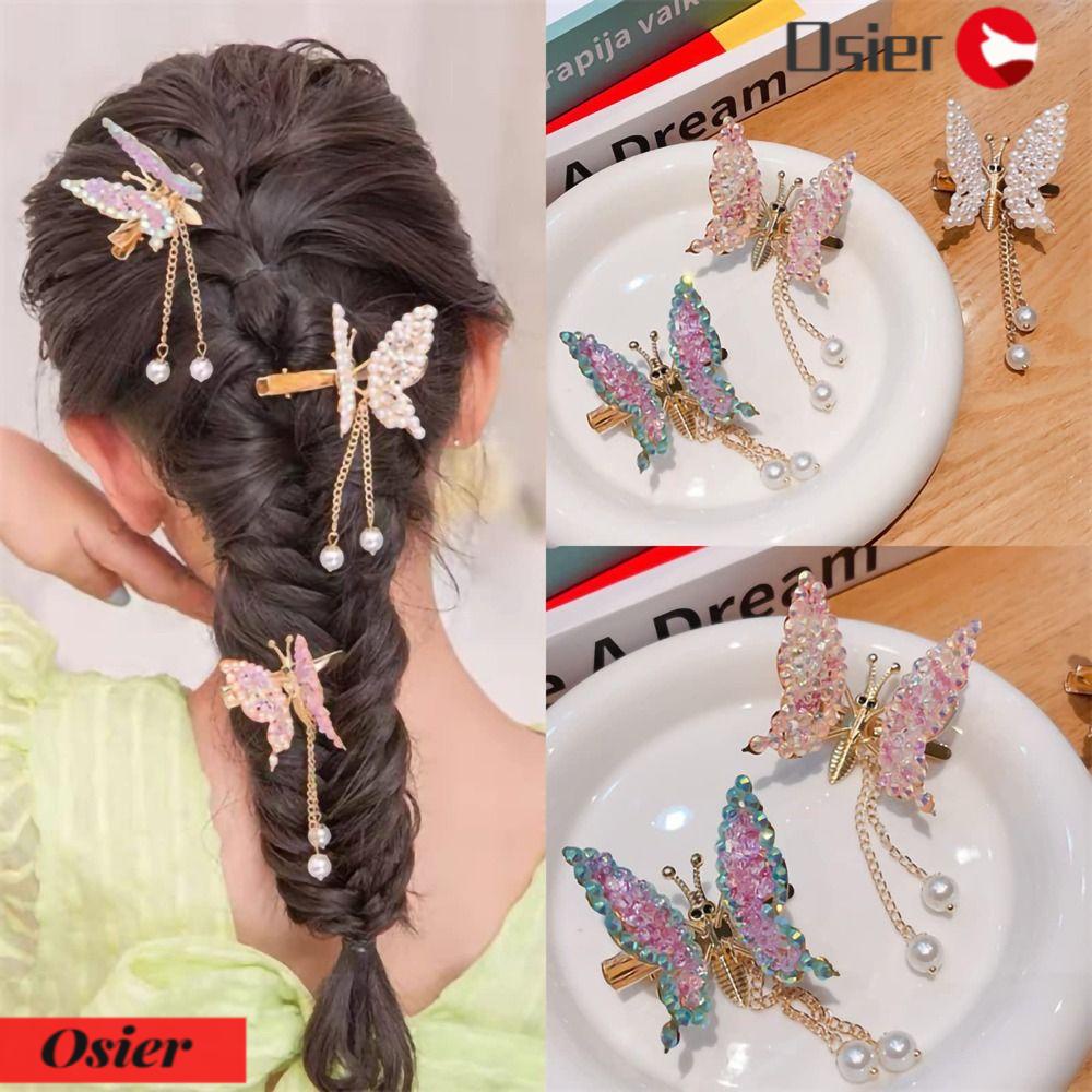 Set 1 Kẹp Tóc Hình Bướm Phối Tua Rua Dễ Thương