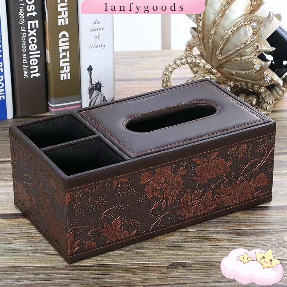 Hộp Đựng Khăn Giấy / Điều Khiển Từ Xa Bằng Da Pu Hình Vuông Đa Năng Tiện Dụng Cho Gia Đình / Văn Phòng