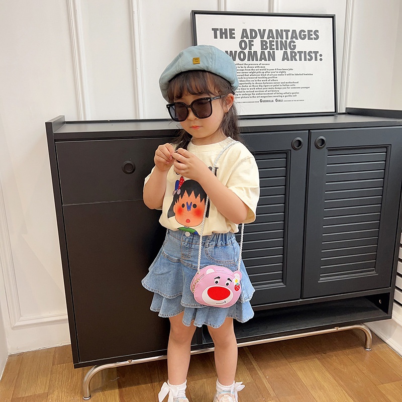 Túi Đeo Chéo Mini Hình Gấu Dâu Tây Dễ Thương Cho Bé