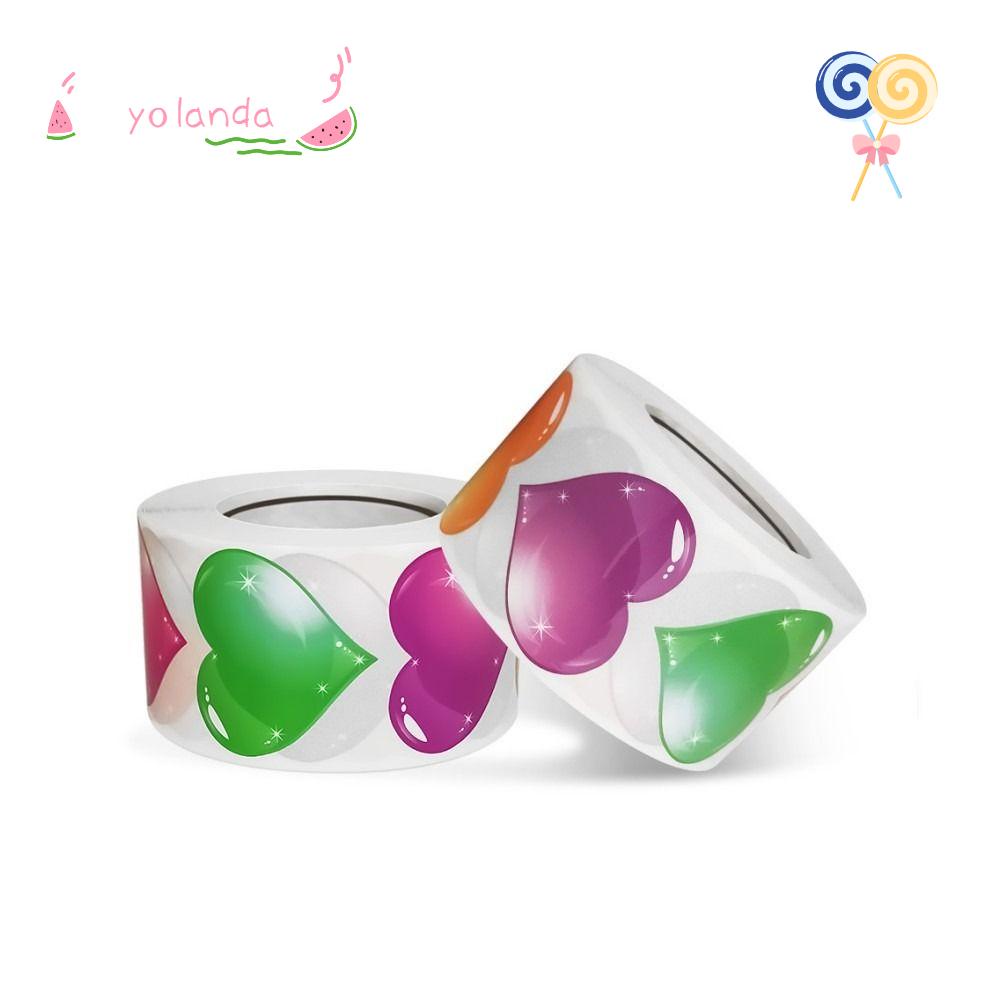 Cuộn Nhãn Dán 3D Tự Dính Họa Tiết Trái Tim Nhiều Màu Sắc Trang Trí Đa Ứ