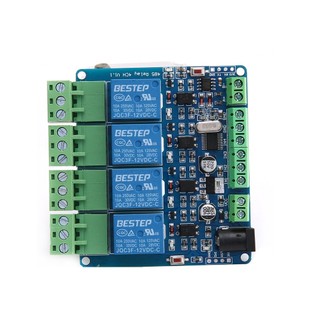 Modbus RTU 4 Channel 12V Relay Output Board Module Switch Input RS485 / TTL