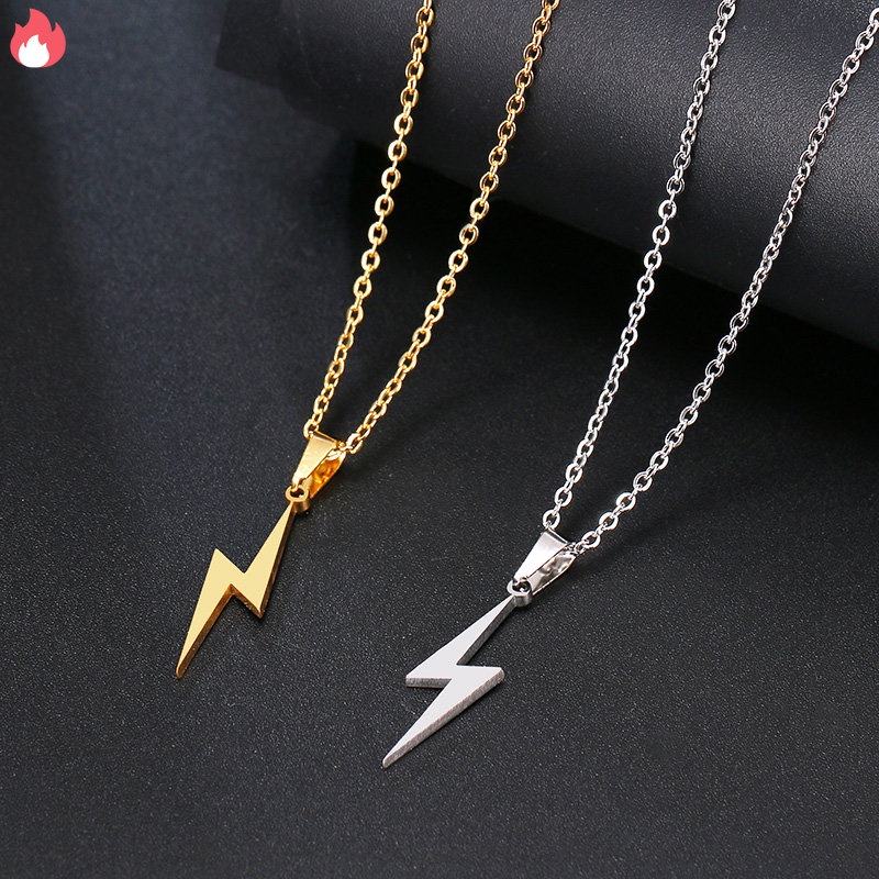 Vòng cổ Bằng Thép Không Gỉ Mặt Hình Tia Chớp Thời Trang Cho Nam Và Nữ