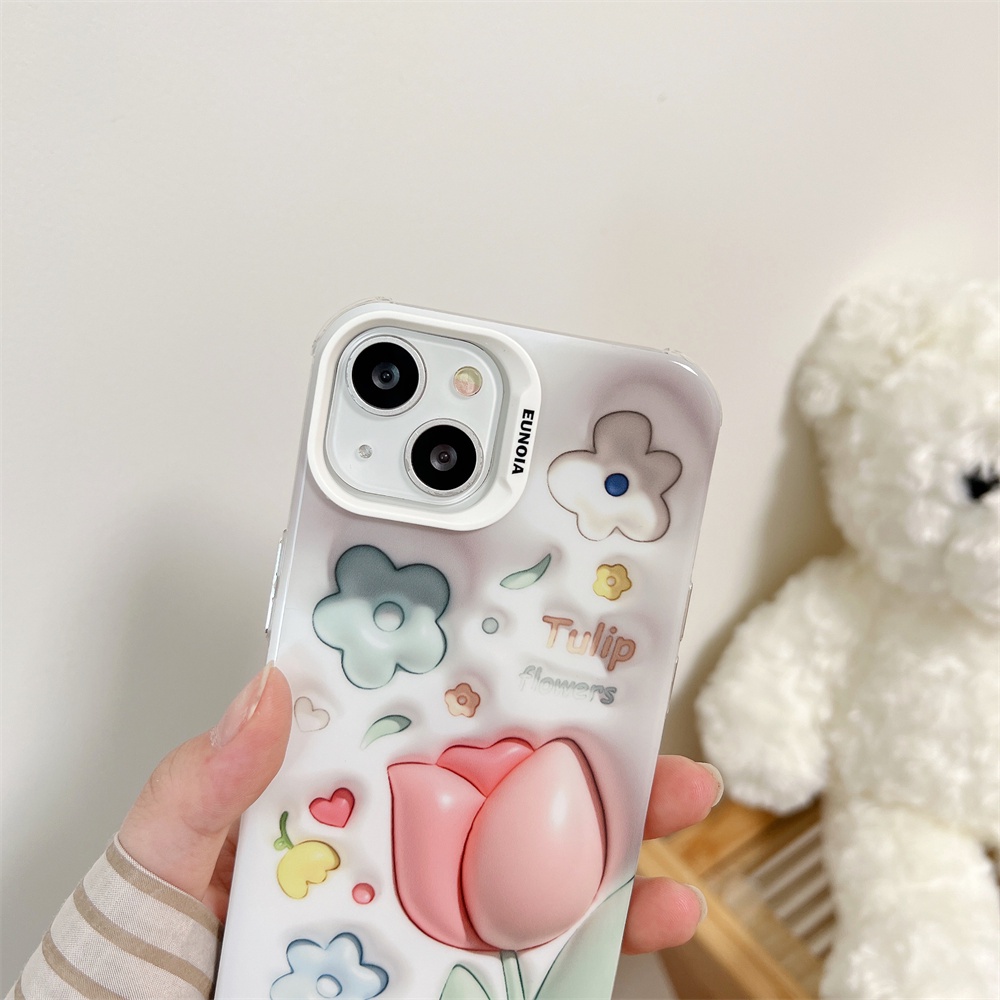Ốp Điện Thoại TPU Mềm Trong Suốt Chống Sốc Hình Hoa Tulip Cho iPhone 14 13 12 11Pro Max