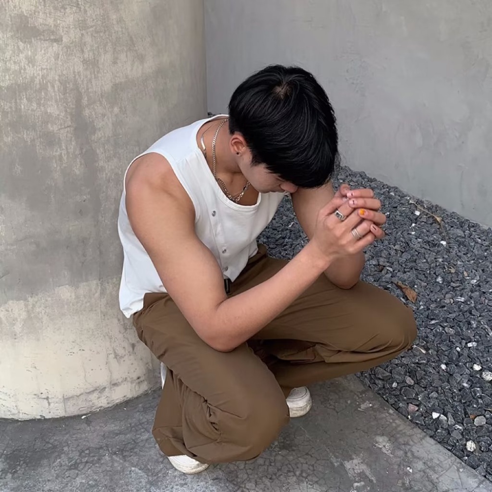 Áo Thun Sát Nách Dáng Ôm Cài Nút Xây Dựng Thời Trang Mùa Hè Cao Cấp Cho Nam