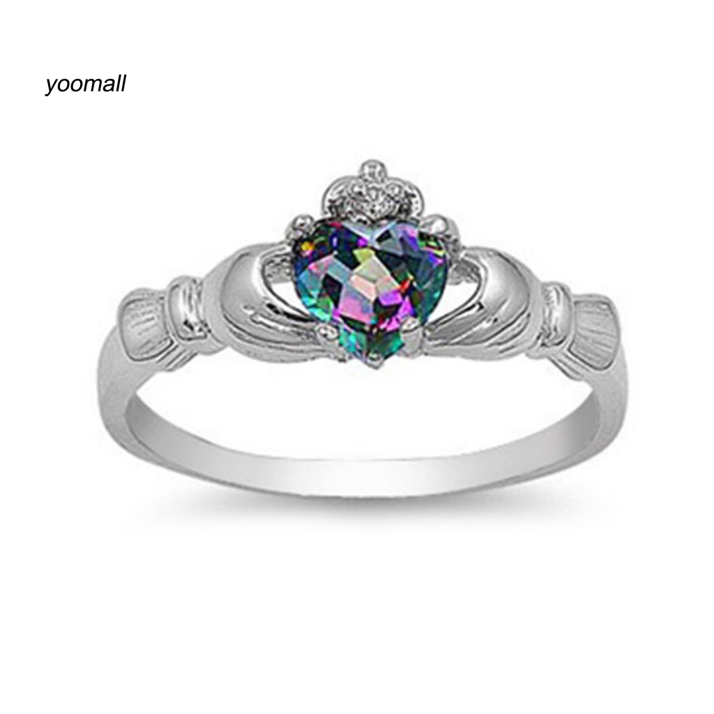 Nhẫn Đính Hôn Bằng Đồng Đính Đá Hình Trái Tim Sang Trọng Cho Nữ