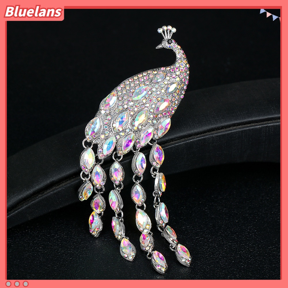 [BLS] Trâm Cài Áo Đuôi Công Pha Lê Đuôi Dài Cổ Điển