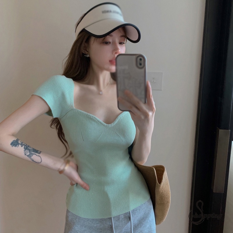 Áo Thun Nữ Tay Ngắn Màu Sắc Thời Trang Mùa Hè Phong Cách Hàn Quốc