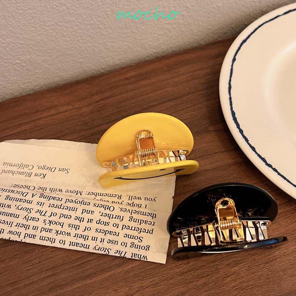 Kẹp Tóc Hình Mặt Cười Màu Đen / Vàng Bằng Acrylic Độc Đáo Thời Trang