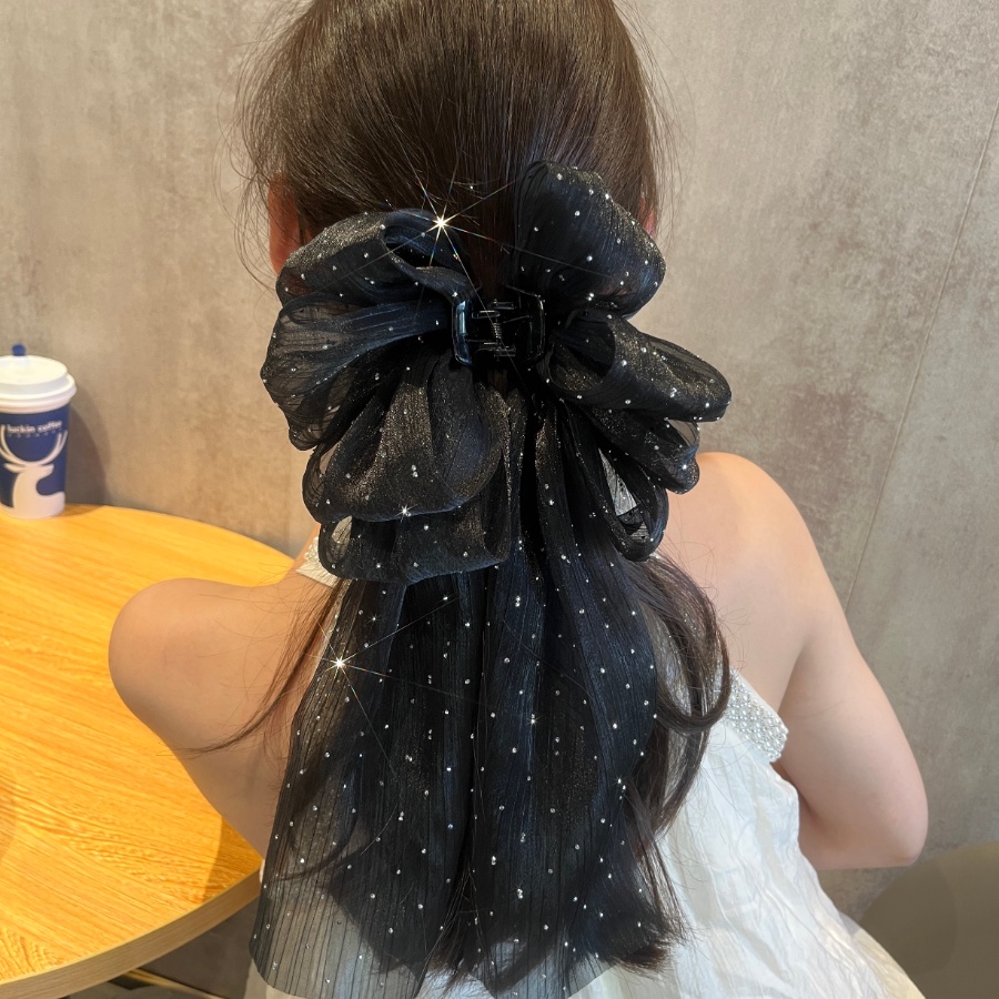 Kẹp Tóc Nơ Lưới Chấm Bi Lớn Phong Cách Hàn Quốc Ngọt Ngào Cho Nữ