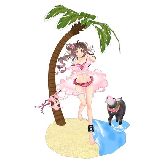 Mô hình giấy anime girl Anime Game  Eyjafjalla Summer Skin