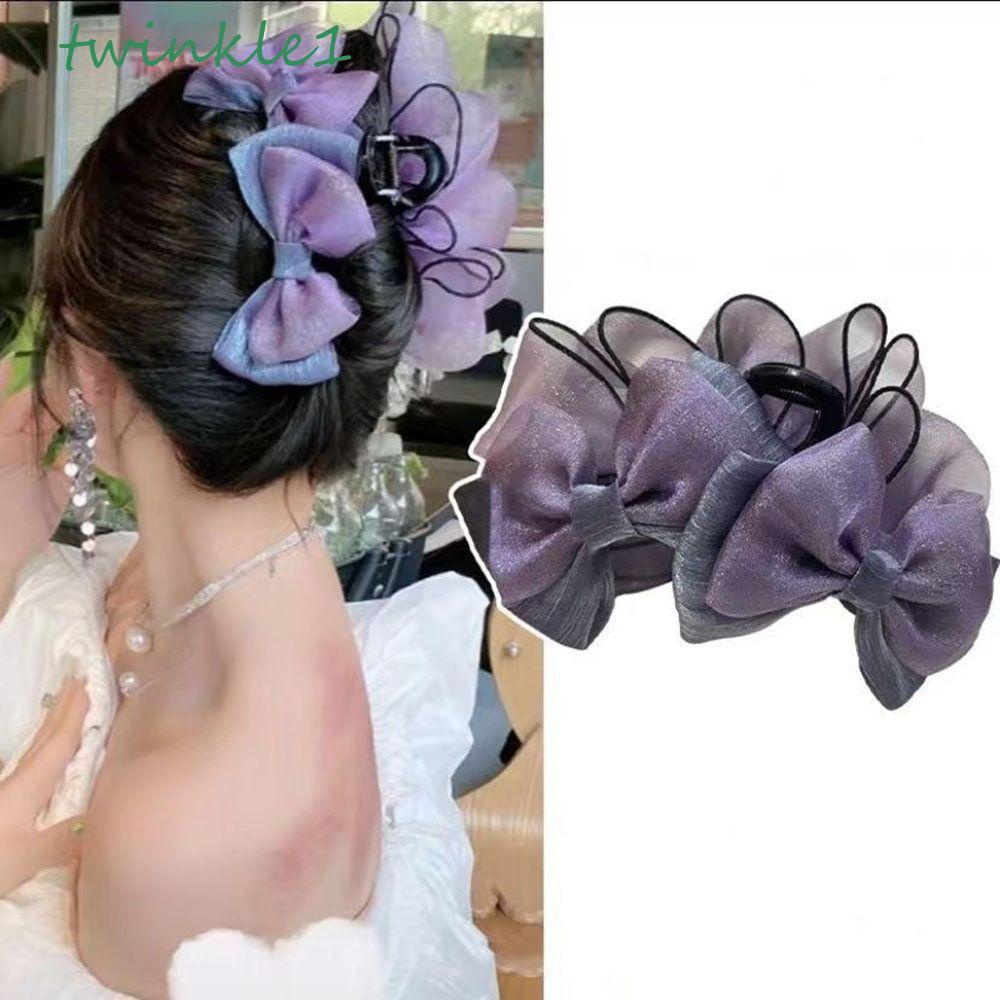 Kẹp Tóc Nơ Lưới Lấp Lánh Phong Cách Hàn Quốc Ngọt Ngào Cho Nữ