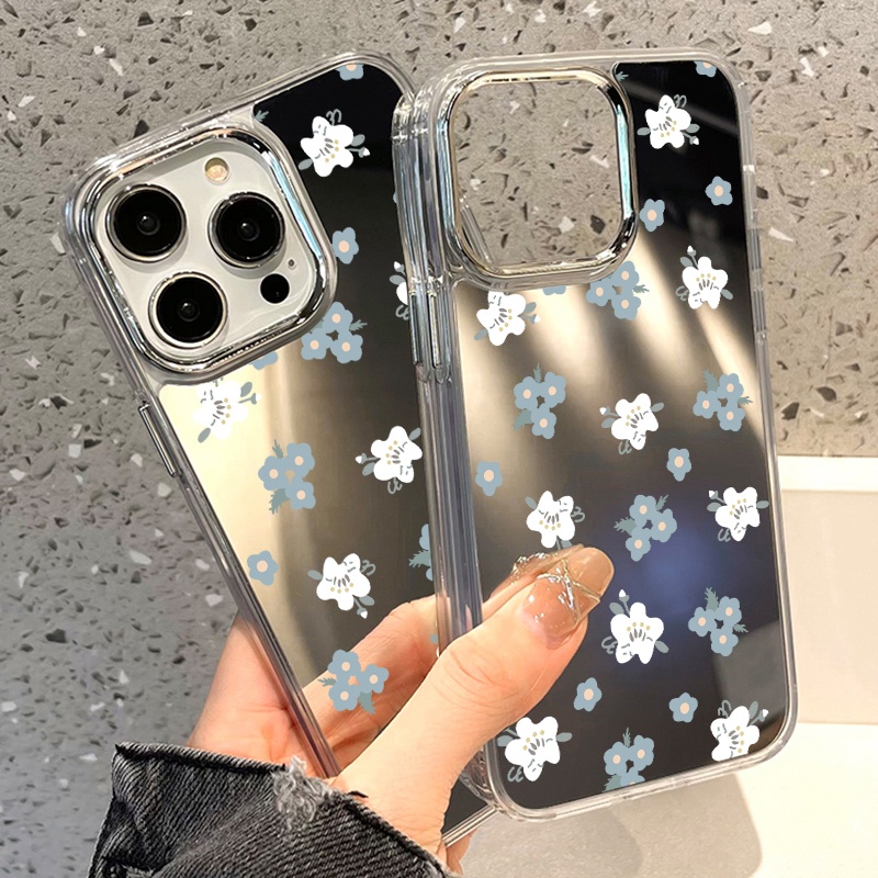 Ốp Điện Thoại Tráng Gương Họa Tiết Hoa Xinh Xắn Cho IPhone 11 12 13 14 12Pro 13Pro 14Pro Pro Max XR X XS Max