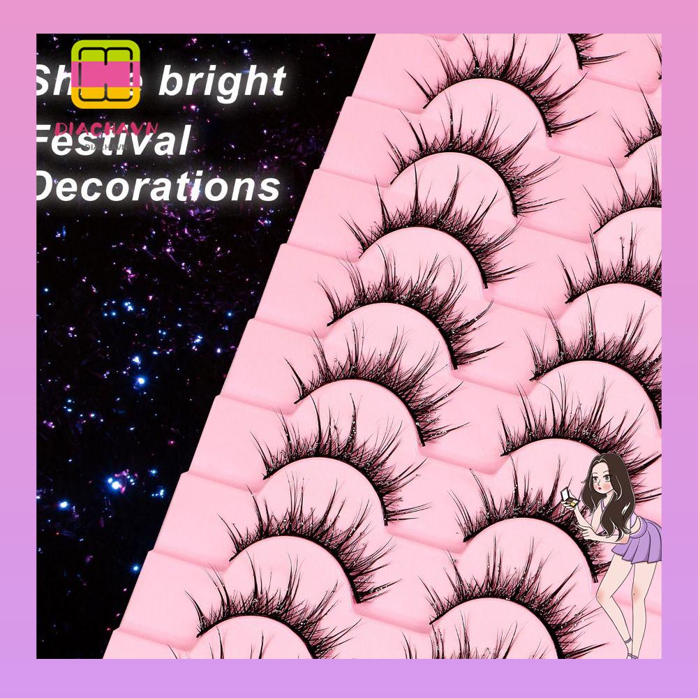 Set 10 Cặp Lông Mi Giả Họa Tiết Mắt Mèo Lấp Lánh