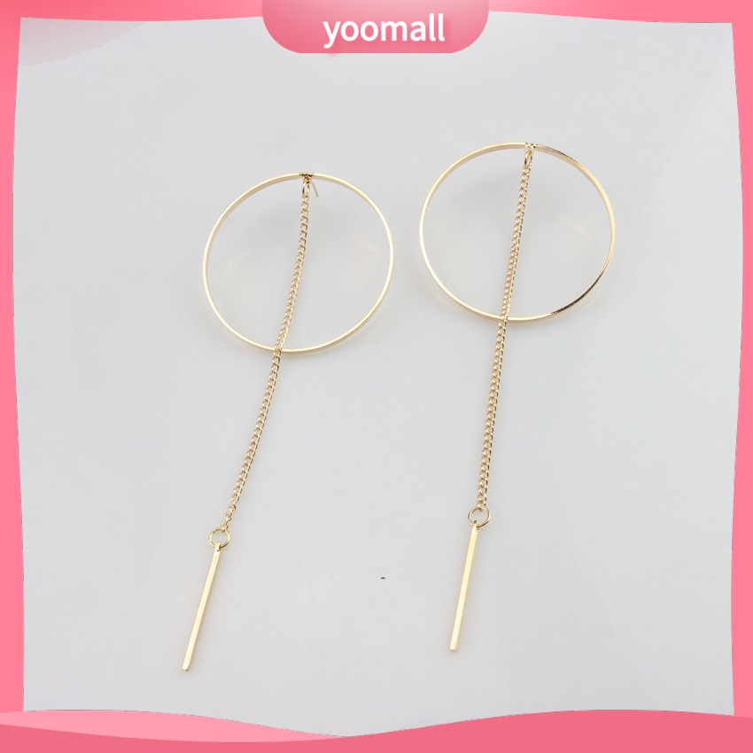 Bông Tai Hình Tròn Lớn Bằng Kim Loại Dạng Tua Rua Đơn Giản Cá Tính