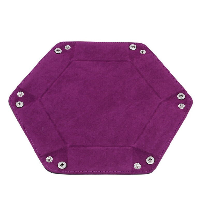 New Hexagon Collapsible Folding Dice Tray PU Leather & Velvet Inter Game Tray