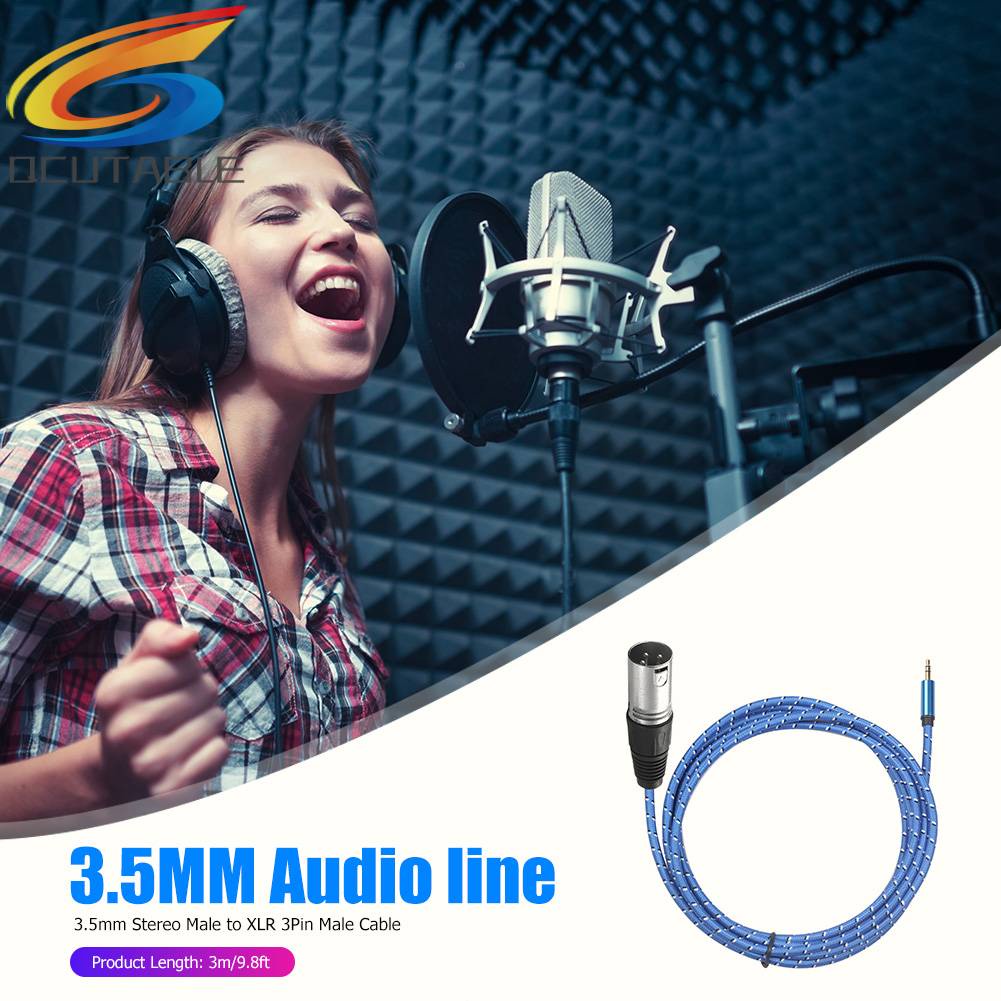 Cáp Âm Thanh Bện Dây Dài 3m / 9.8ft 3.5mm TRS Sang XLR 3Pin