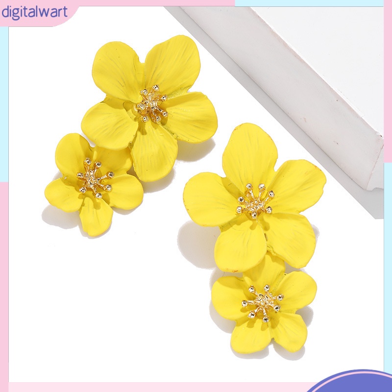 [DG] Bông Tai Xỏ Lỗ Hai Lớp Hình Hoa Năm Lá Nổi Tiếng Mạng Thời Trang Cá Tính