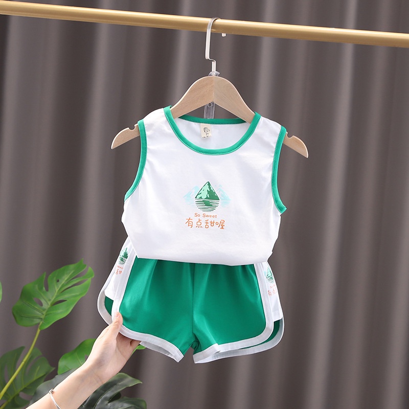 Bộ Áo Sát Nách Phối Quần Short Vải cotton Kiểu Hàn Quốc Thời Trang Mùa Hè 2023 Cho Bé