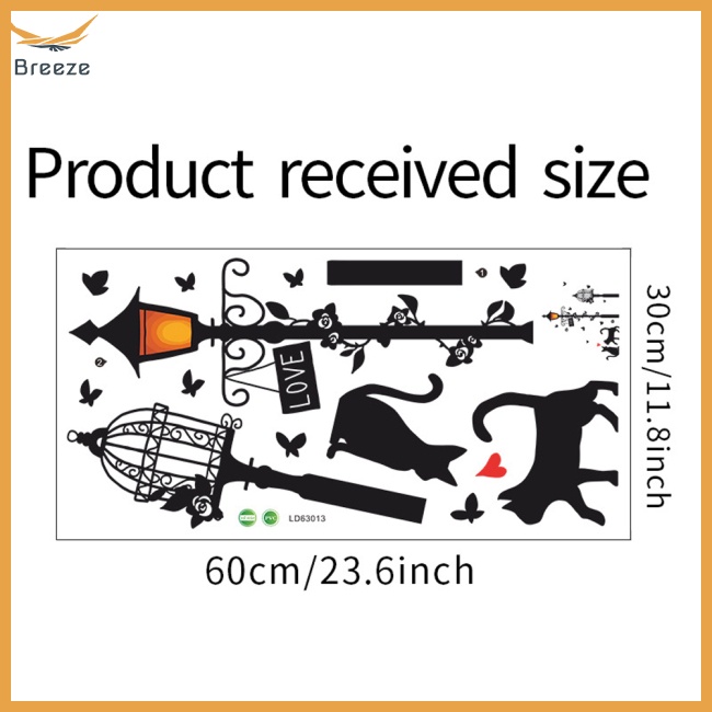 Sticker Dán Tường Tự Dính Họa Tiết Chú Mèo Dưới Đường Phố Trang Trí Nội Thất