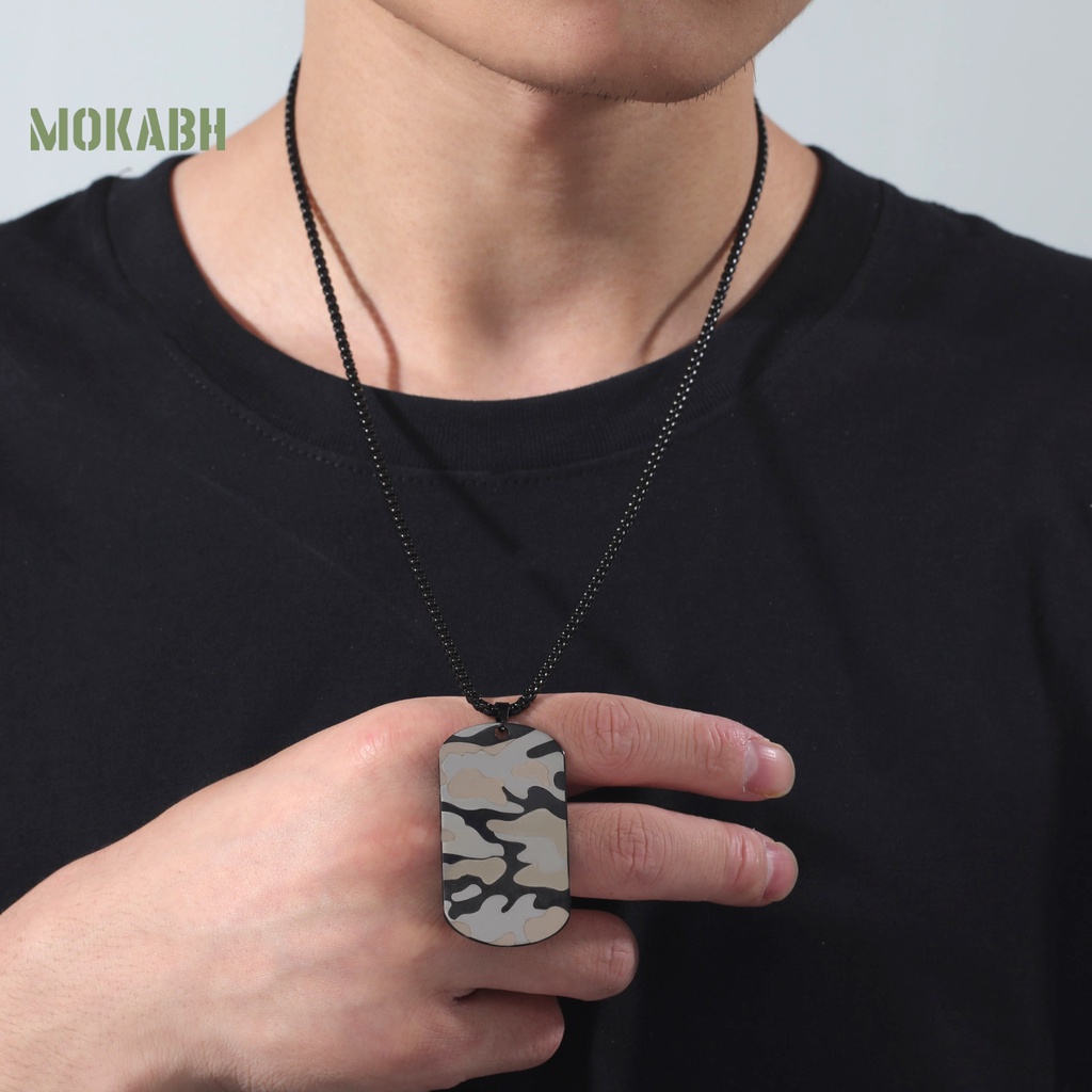 [Mok Abh] Vòng Cổ Bằng Thép Không Gỉ Mạ Điện Mặt Hình Học Phong Cách Hip Hop Thời Trang Cho Nam Mặc Hàng Ngày