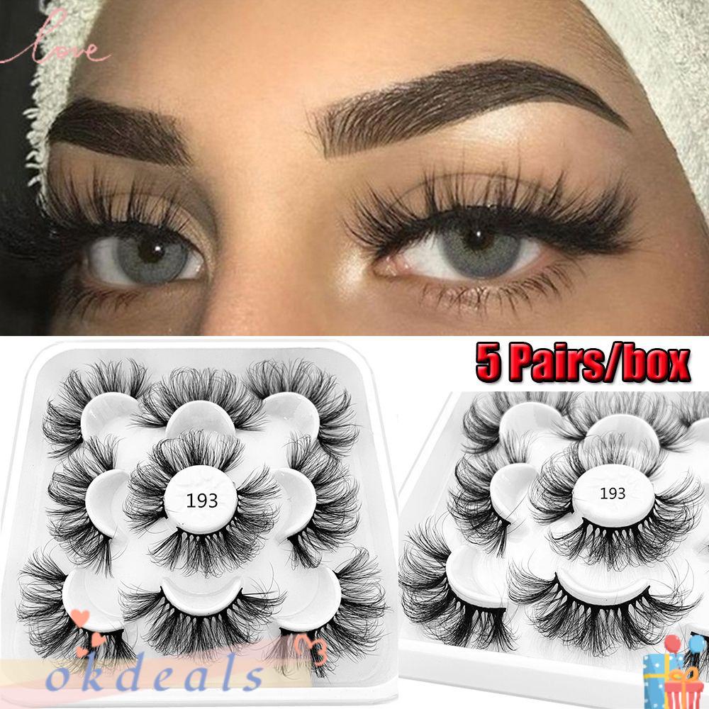OKDEALS Set 5 Cặp Lông Mi Giả 3D Dài Tự Nhiên SKONHED