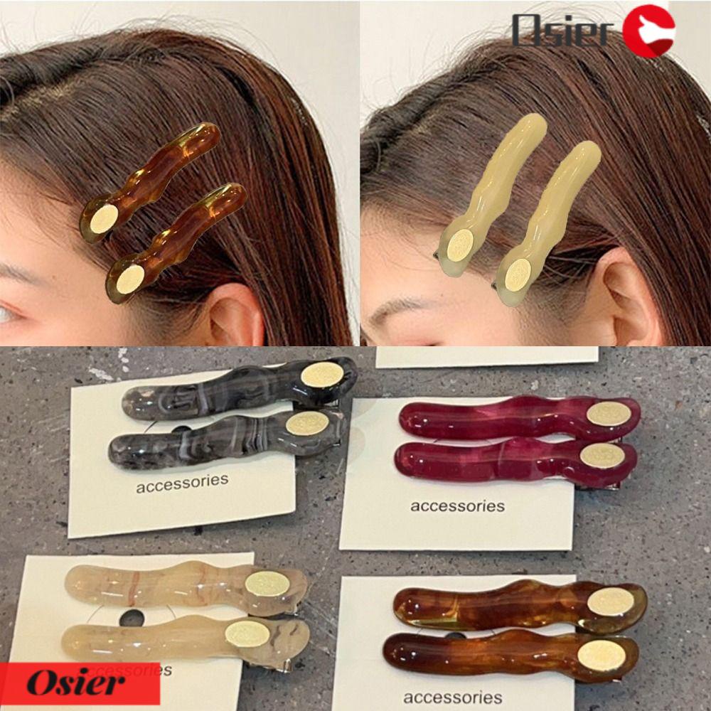 OSIER1 Set 4 Kẹp Tóc Mỏ Vịt Màu Hổ Phách Dành Cho Nữ