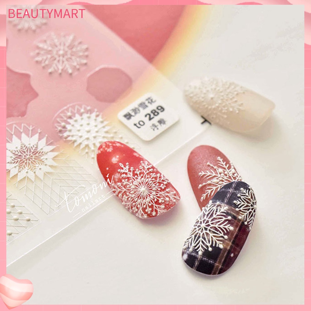 Miếng Dán Trang Trí Móng Tay Tạo Hiệu Ứng 3D Siêu Mỏng Họa Tiết Bông Tuyết Năm Mới