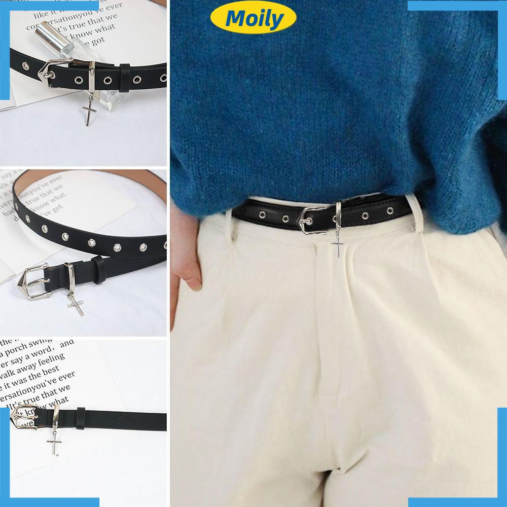 MOILYVN Thắt Lưng Unisex Màu Đen Khóa Kim Loại