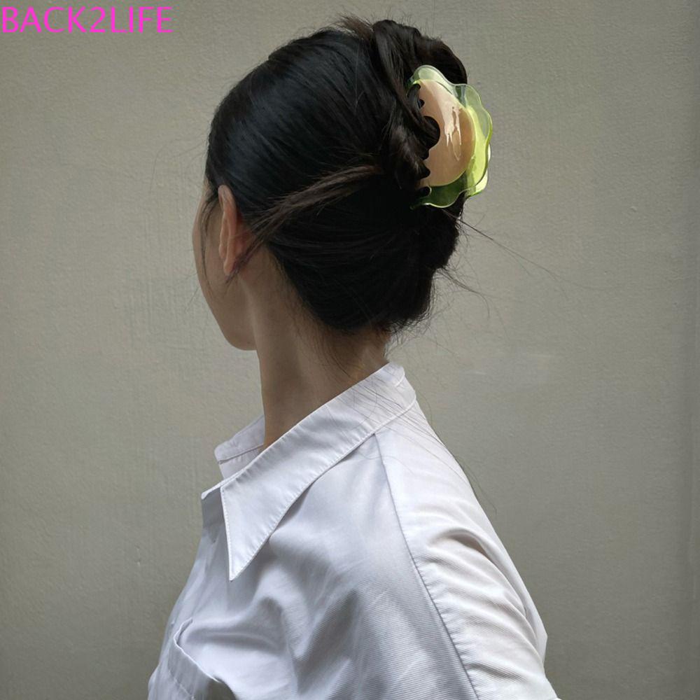 BACK2LIFE Kẹp Tóc Dạng Gợn Sóng Bán Nguyệt Đính Đá Pha Lê Pitaya Hami Thời Trang Dự Tiệc Cho Nữ