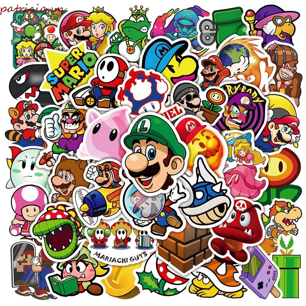 PATRICIA Set 50 Nhãn Dán Trang Trí Hình Các Nhân Vật Trong Game Marico Bros